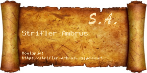 Strifler Ambrus névjegykártya